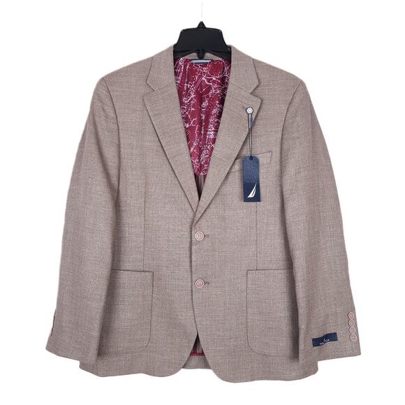 Nautica Men's Modern-Fit Active Stretch Sport Coat Tan Weave 40S NWT *Defect* - Picture 1 of 9